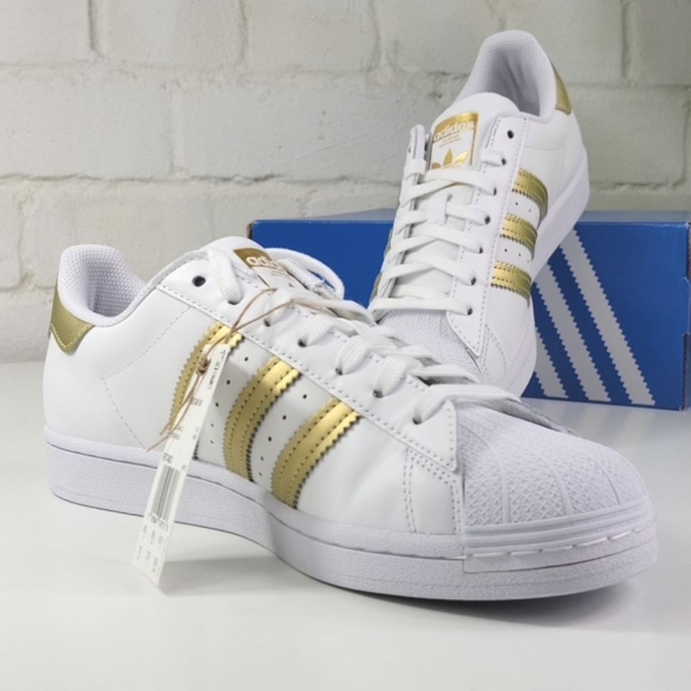 Adidas Originals Superstar White / Gold Womens Sizes - Picture 2 of 8